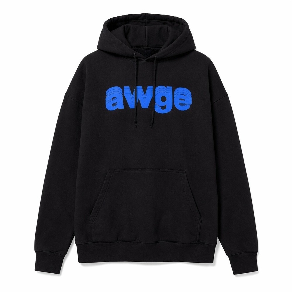 AWGE Mens Logo Hoodie Black Blue Graphic Sweatshirt XL Made in USA